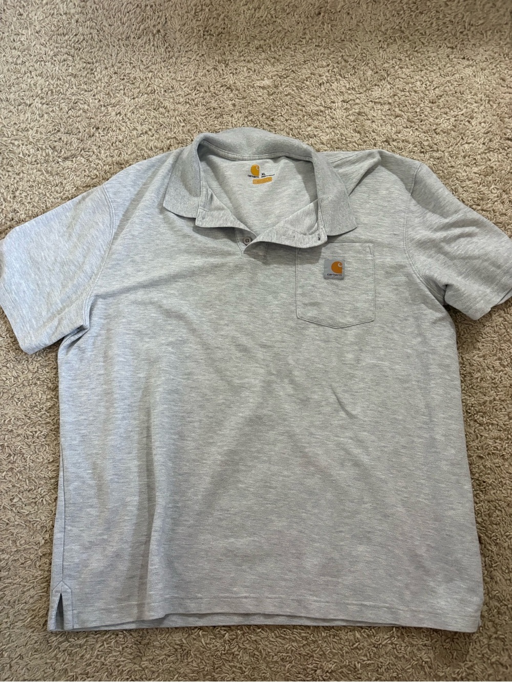 Carhartt Men's Heather Gray Polo Shirt with Chest Pocket
